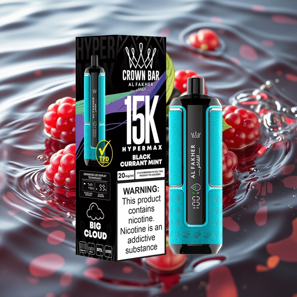 Al Fakher Crown Bar 15K Hypermax 22ml 600mAh Disposable Vape Kit Blackcurrant Mint