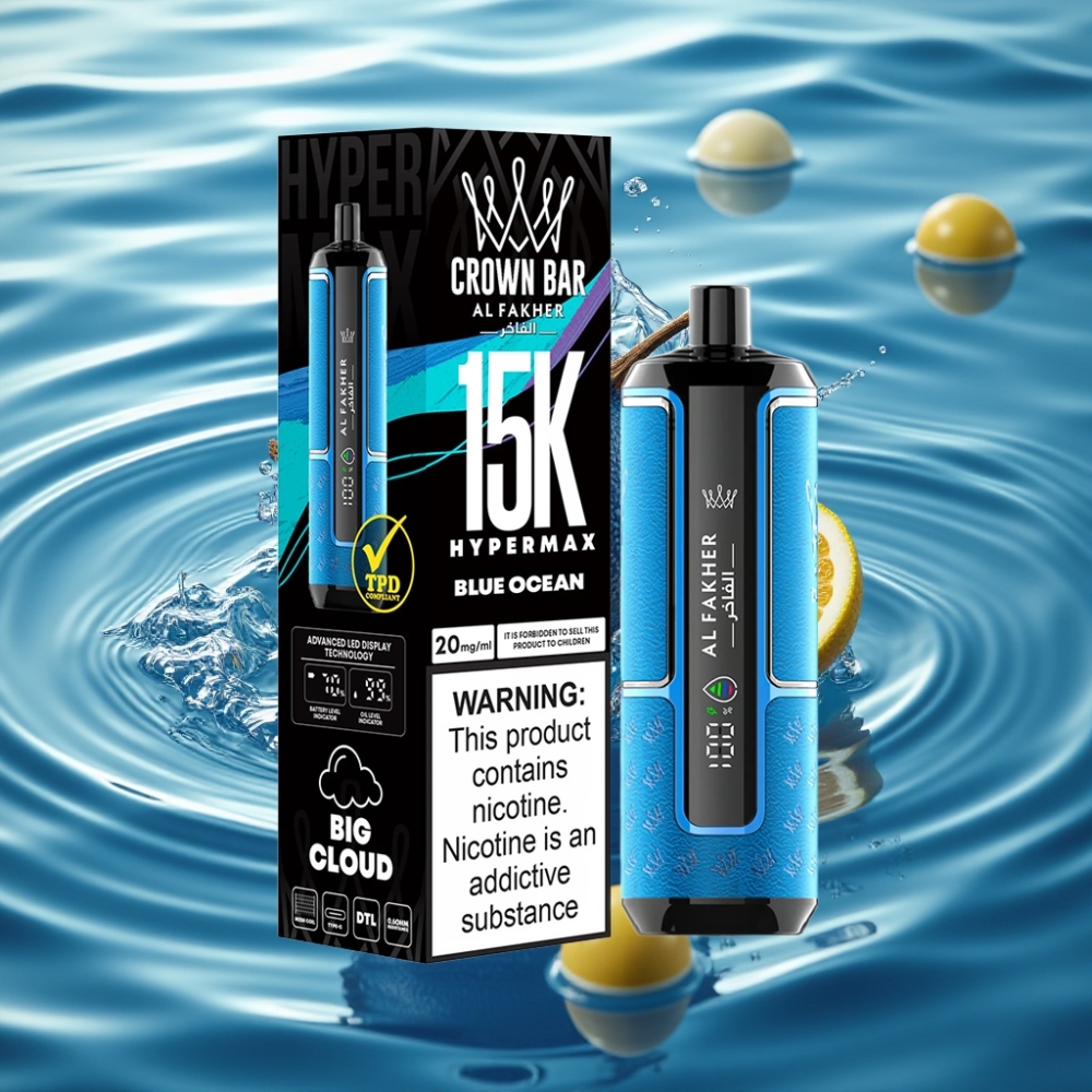 Al Fakher Crown Bar 22ml 15K DTL Disposable Vape Kit Blue Ocean