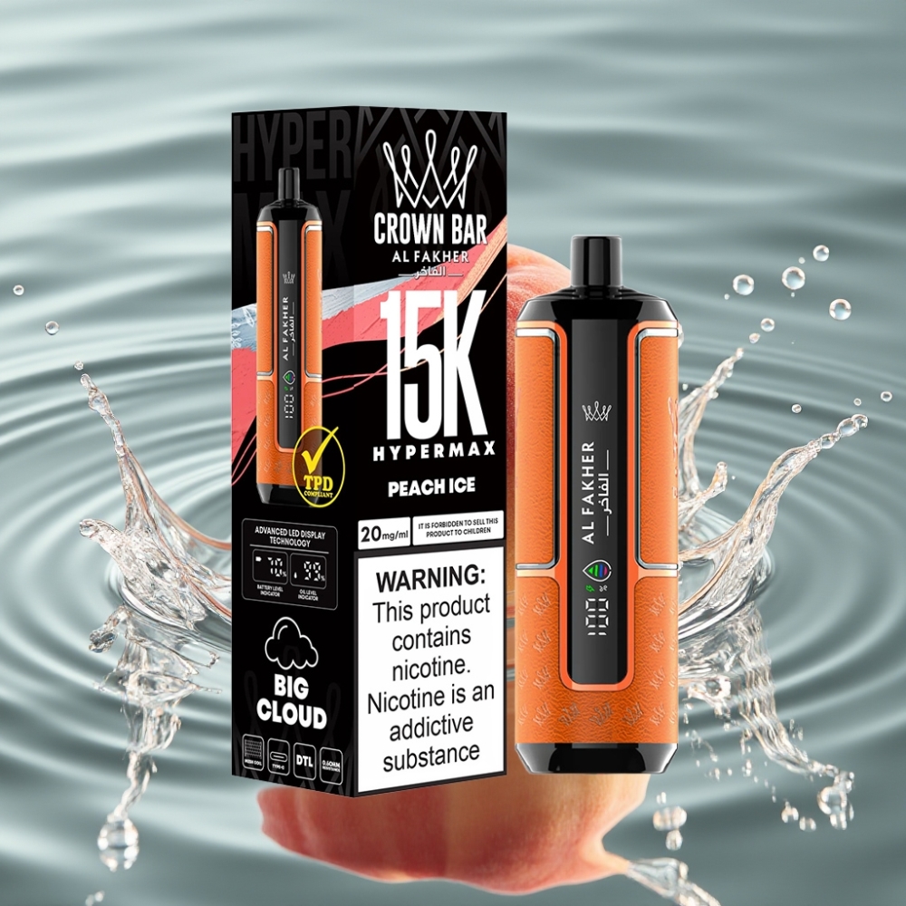 Al Fakher Crown Bar 22ml 15K DTL Disposable Vape Kit Peach Ice