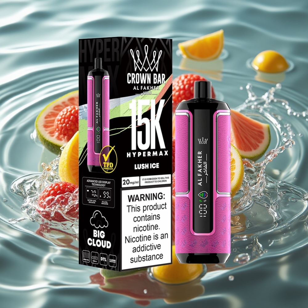 Al Fakher Crown Bar 22ml 15K Hypermax Disposable Vape Kit Luch Ice