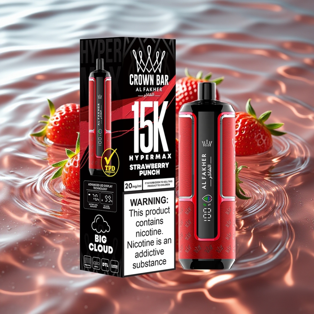 Al Fakher Crown Bar 22ml 15K Hypermax Disposable Vape Kit Strawberry Punch