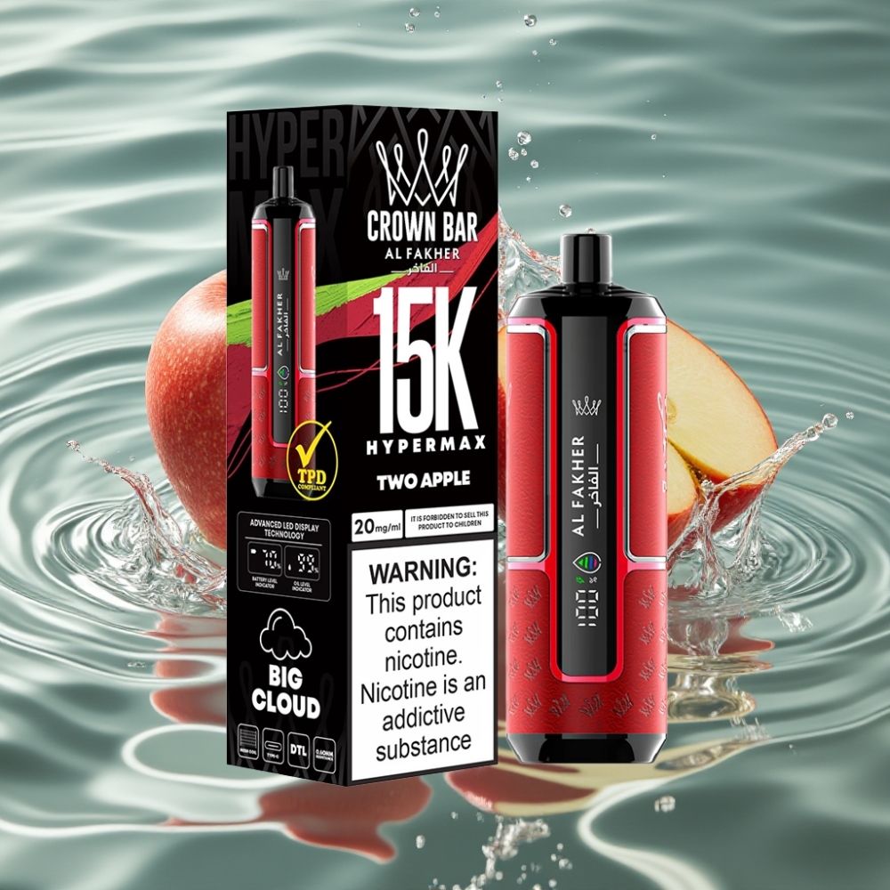 Al Fakher Crown Bar 22ml 15K Hypermax Disposable Vape Kit Two Apple