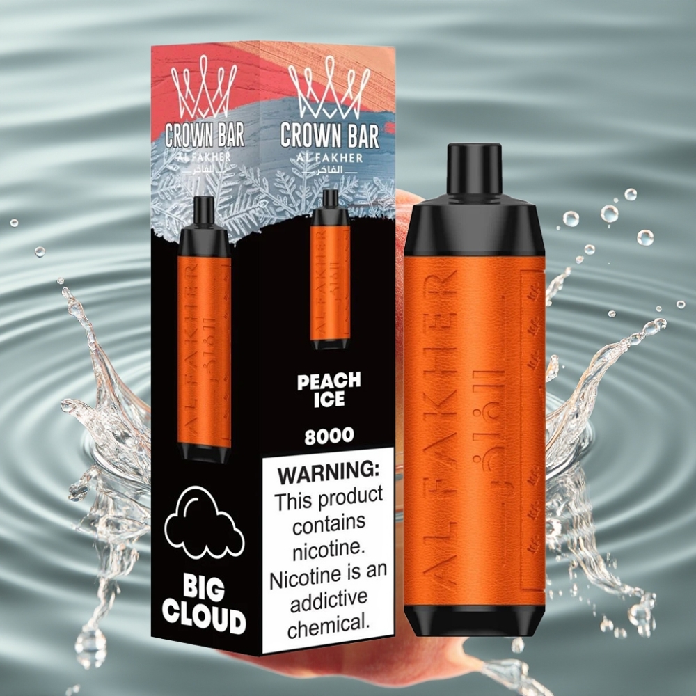 Al Fakher Crown Bar 8000 Puffs 18ml Disposable Vape Peach Ice