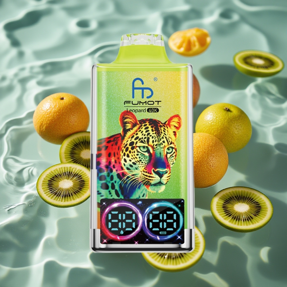 Fumot Leopard 40K Puffs Disposable Vape with Dual Mesh & Digital Tube Display Kiwi Passion Fruit Guava