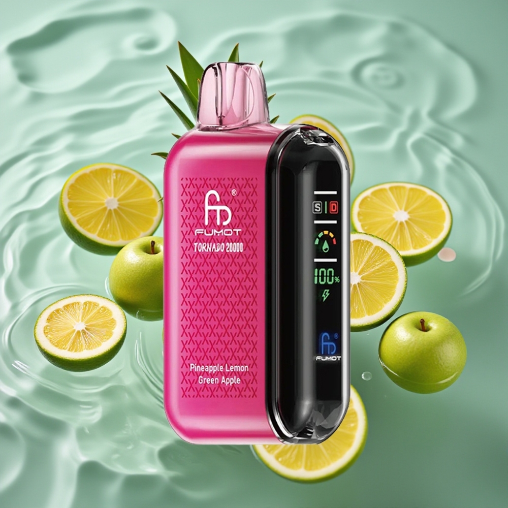 Fumot Tornado 20000 Puffs Dual Mesh Coil Smart Display Pineapple Lemon Green Apple
