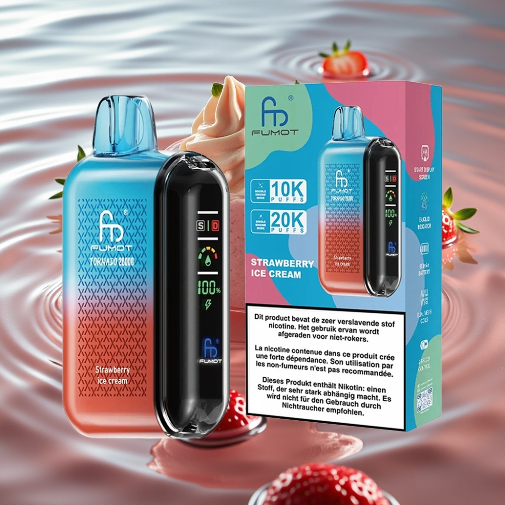 Fumot Tornado 20000 Puffs Dual Mesh Coil Smart Display Strawberry Ice Cream