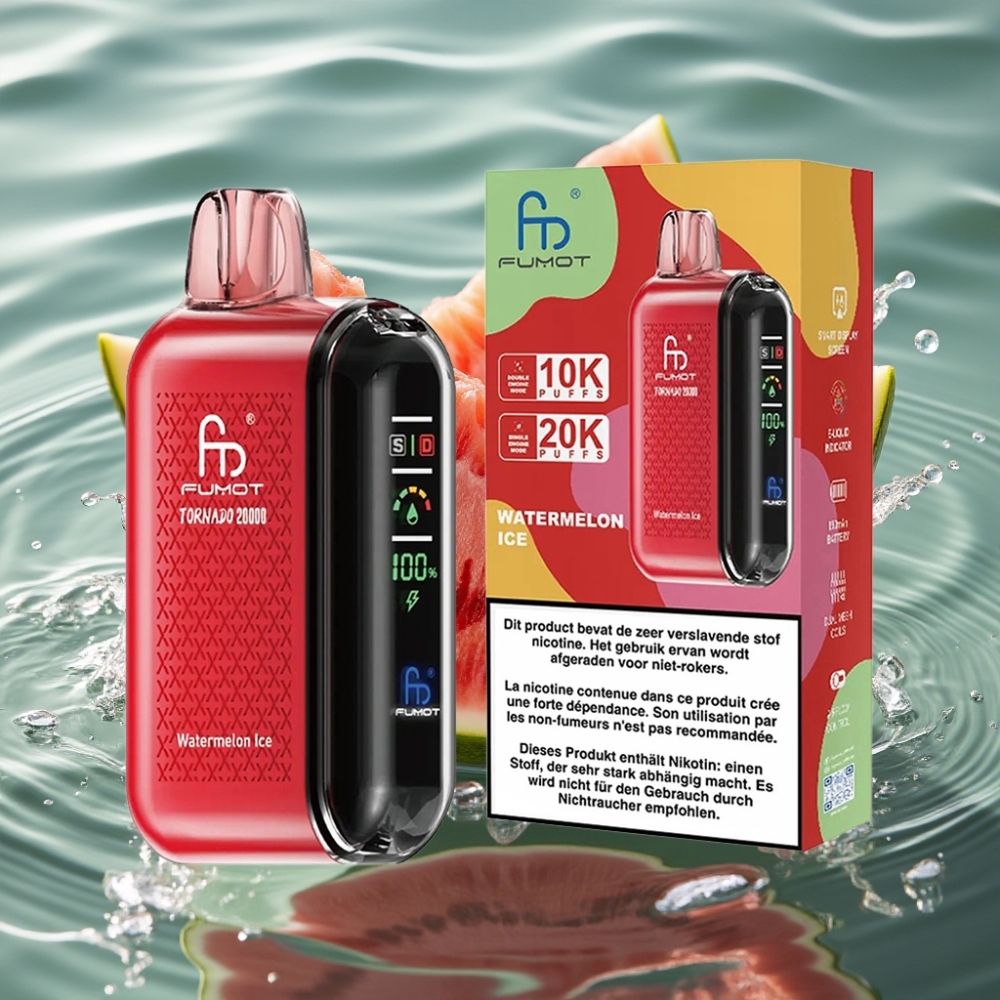 Fumot Tornado 20000 Puffs Dual Mesh Coil Smart Display Watermelon Ice