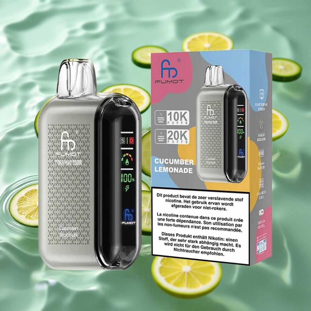 Fumot Tornado Dual Mesh Coil 20000 Puffs Smart Display Cucumber Lemonade