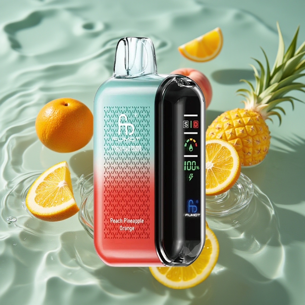 Fumot Tornado Dual Mesh Coil 20000 Puffs Smart Display Peach Pineapple Orange