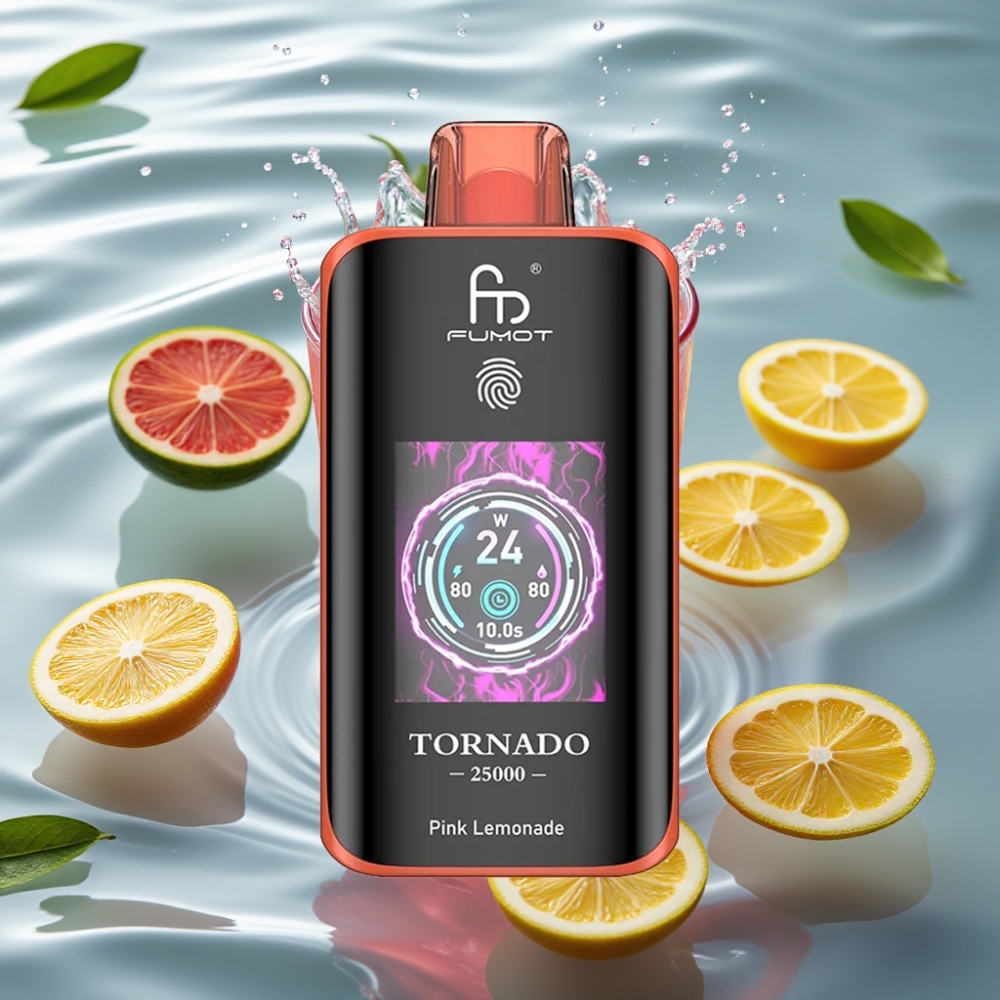 Fumot Tornado 25000 Puffs with HD Screen & Type-C Charging Pink Lemonade