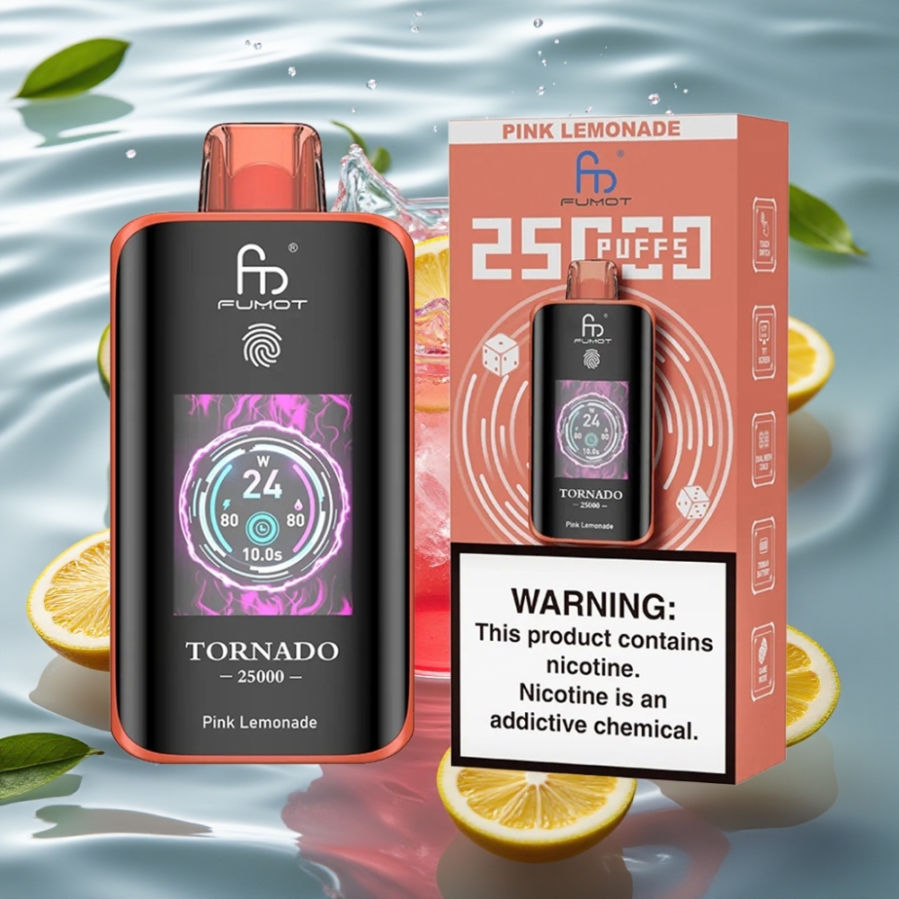 Fumot Tornado 25000 Puffs with HD Screen & Type-C Charging Pink Lemonade