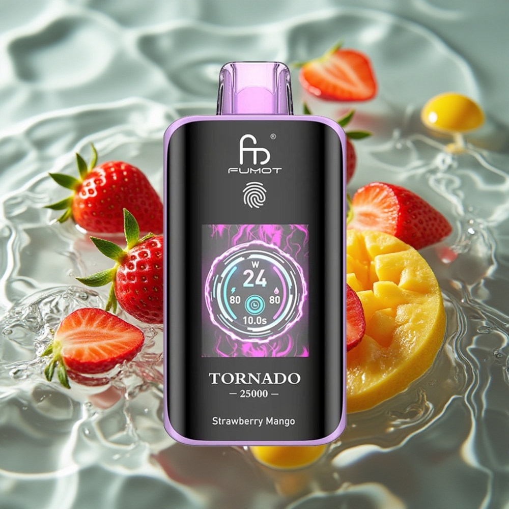Fumot Tornado 25000 Puffs with HD Screen & Type-C Charging Strawberry Mango