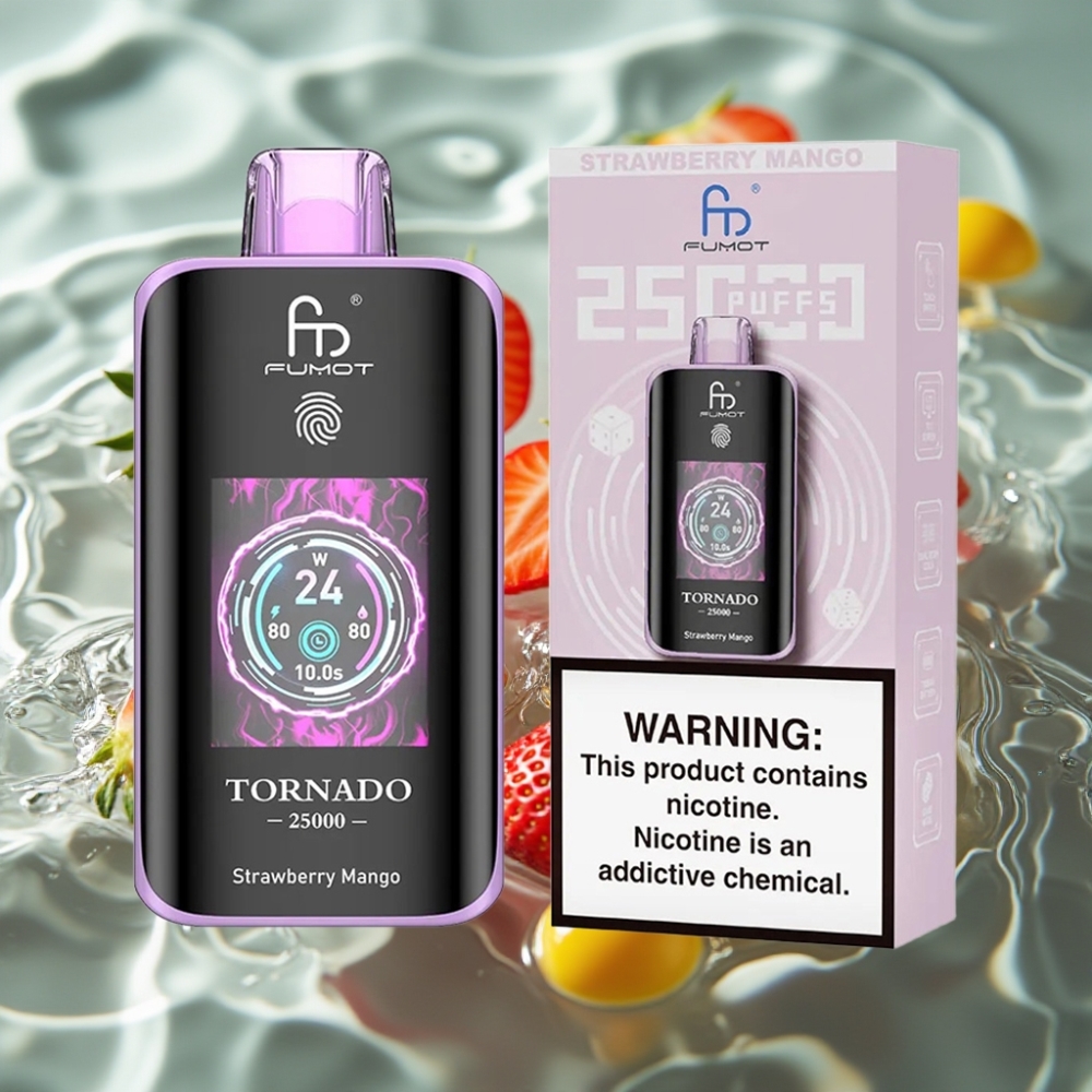Fumot Tornado 25000 Puffs with HD Screen & Type-C Charging Strawberry Mango