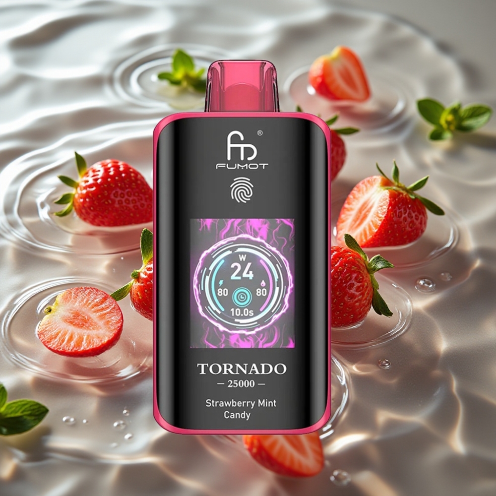 Fumot Tornado 25000 Puffs with HD Screen & Type-C Charging Strawberry Mint Candy