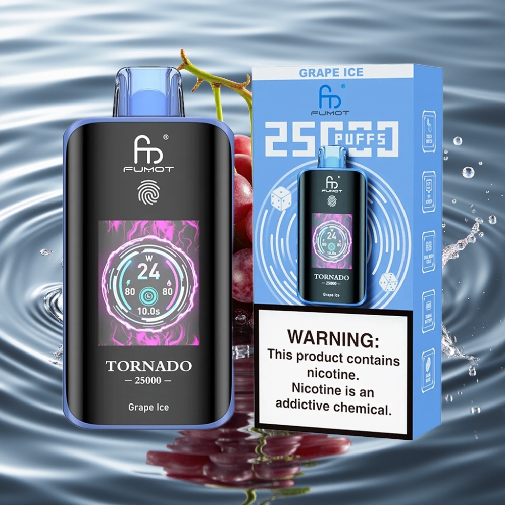 Fumot Tornado HD Screen 25000 Puffs 20ml Grape Ice