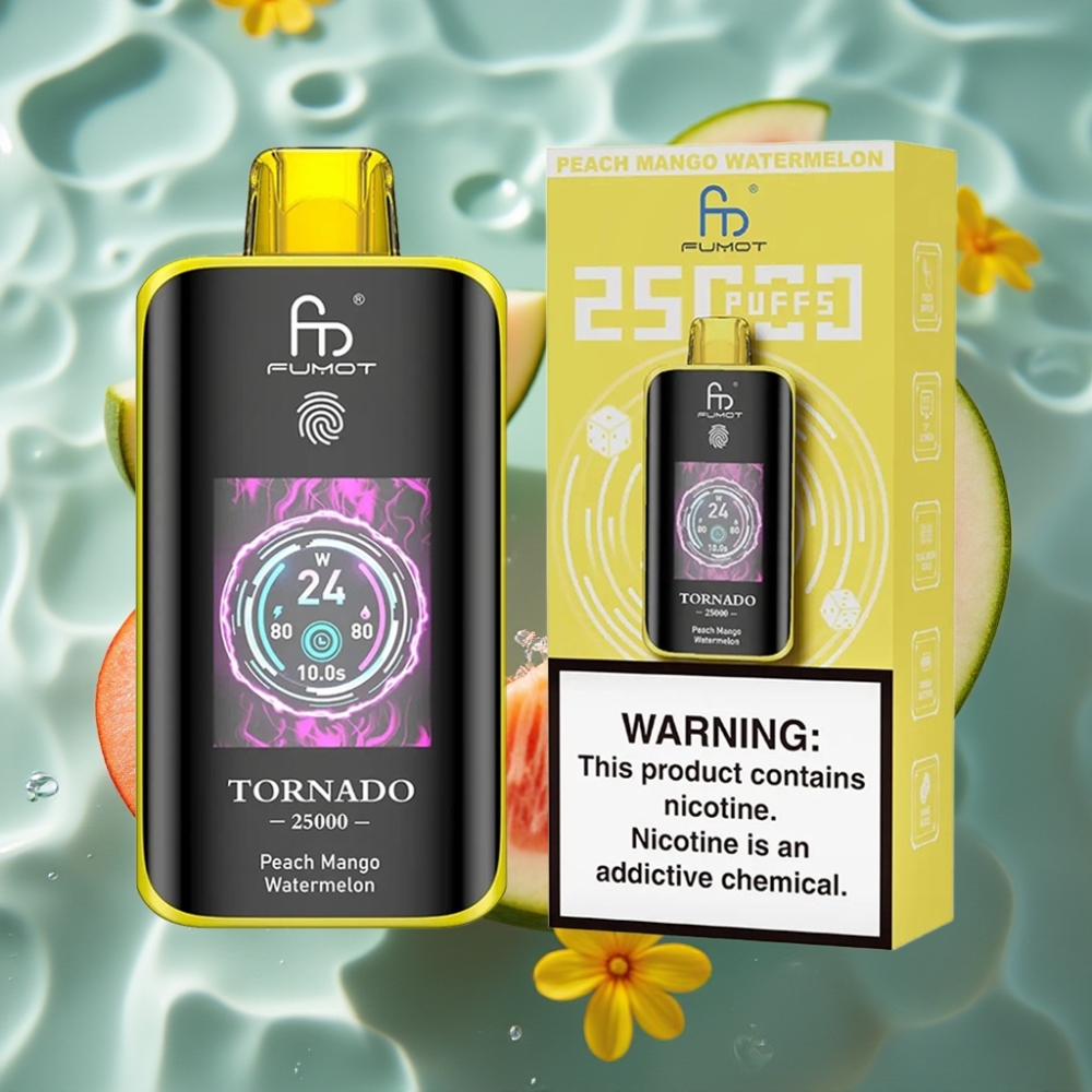 Fumot Tornado HD Screen 25000 Puffs 20ml Peach Mango Watermelon