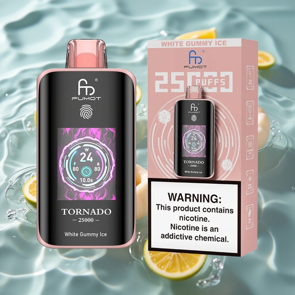 Fumot Tornado HD Screen 25000 Puffs 20ml White Gummy Ice