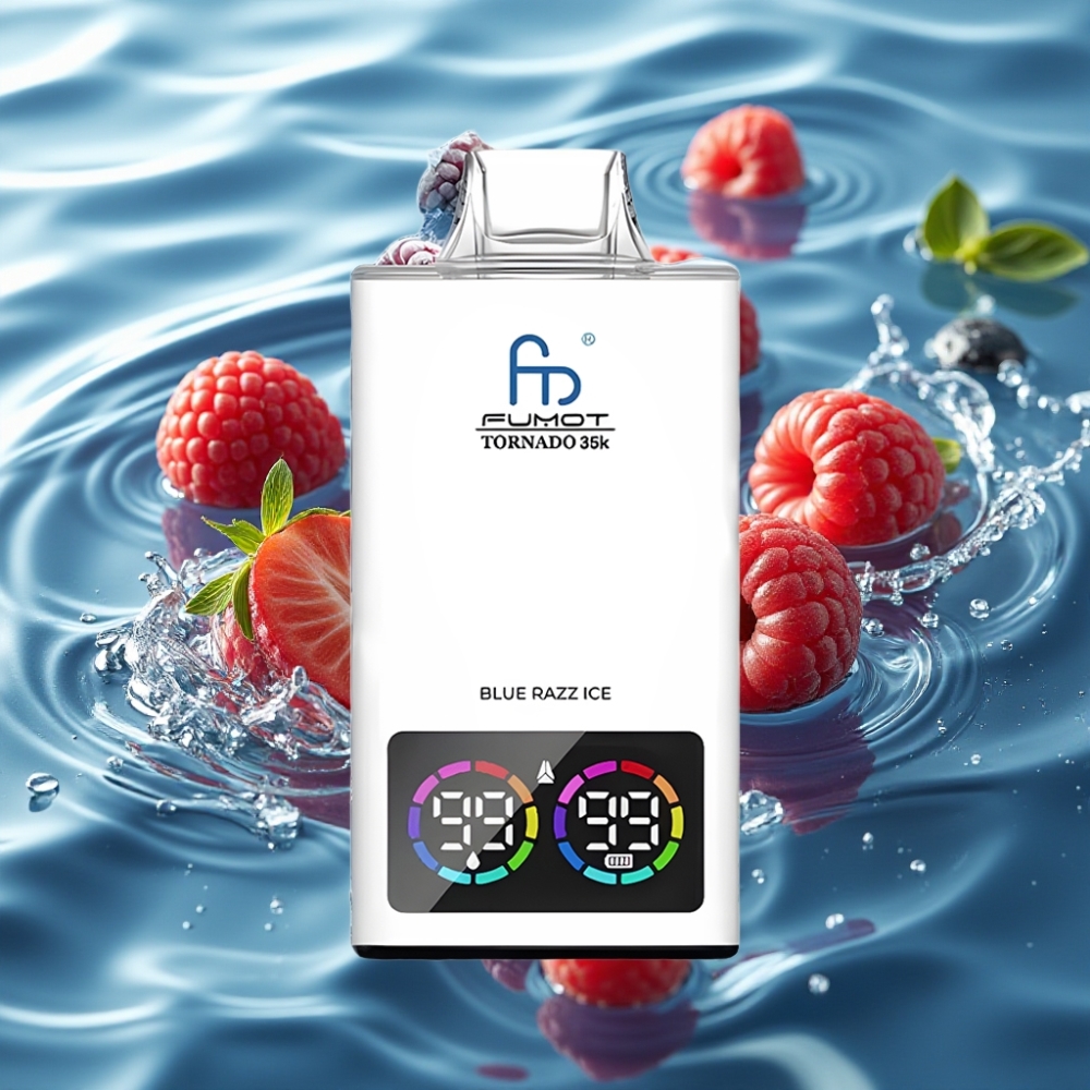 Fumot Tornado 35K Disposable Vape with Dual Mesh Coil & 35000 Puffs Blue Razz Ice
