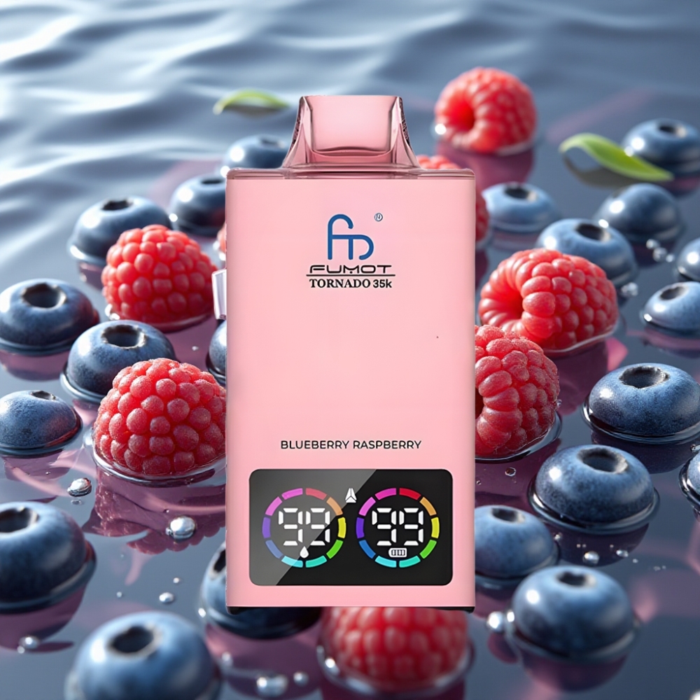 Fumot Tornado 35K Disposable Vape with Dual Mesh Coil & 35000 Puffs Blueberry Raspberry