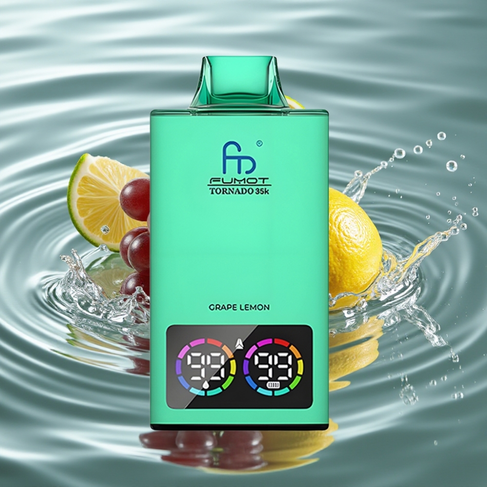 Fumot Tornado 35K Disposable Vape with Dual Mesh Coil & 35000 Puffs Grape Lemon