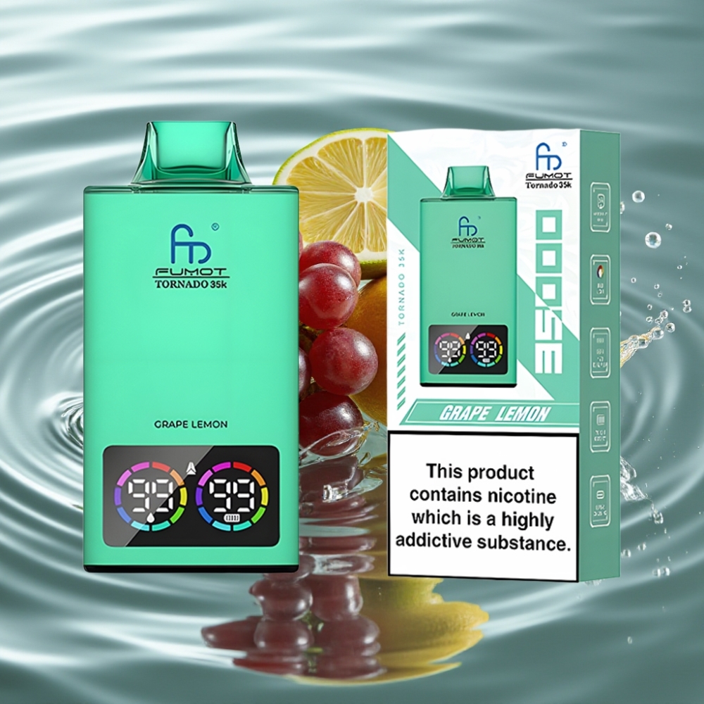 Fumot Tornado 35K Disposable Vape with Dual Mesh Coil & 35000 Puffs Grape Lemon