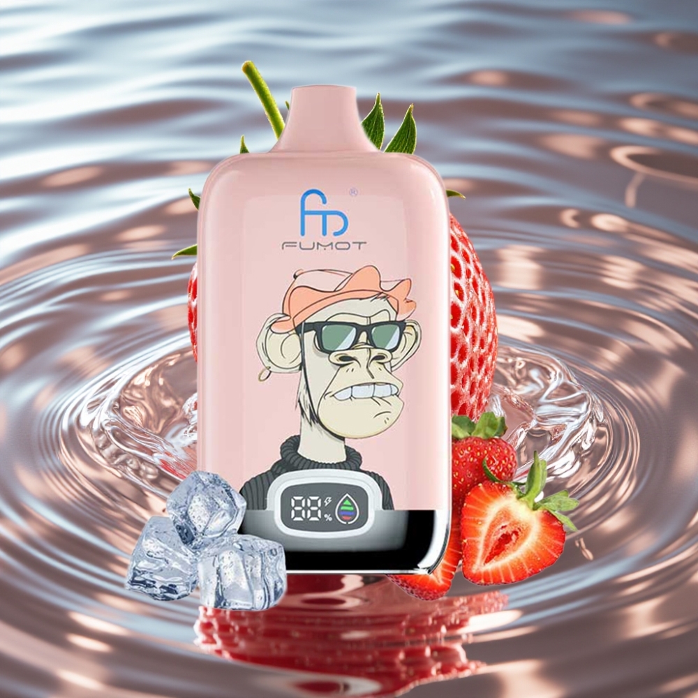 Fumot Tornado Digital Box 12000 Puffs with Mesh Coil & Type-C Charging Strawberry Ice