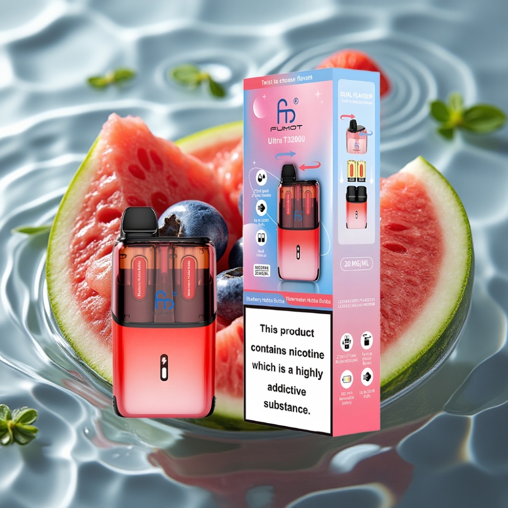 Fumot Ultra T32000 24ml 800mAh Type-C Fast Charging Disposable Vape Blueberry Hubba Bubba - Watermelon Hubba Bubba