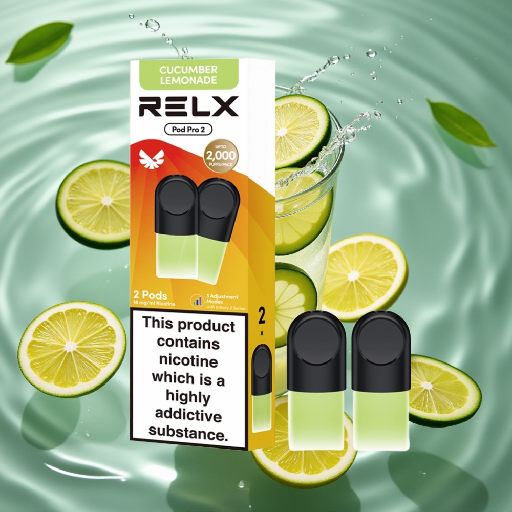 RELX Pod Pro 2 1.8% Nicotine 600 Puffs 1.9ml Beverage-Cucumber Lemonade