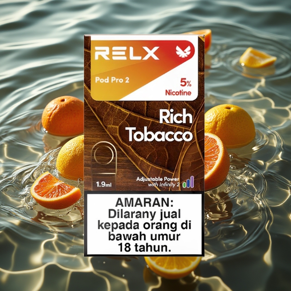RELX Pod Pro 2 - 5% Nicotine, 600 Puffs, 3 Voltage Modes Rich Tobacco