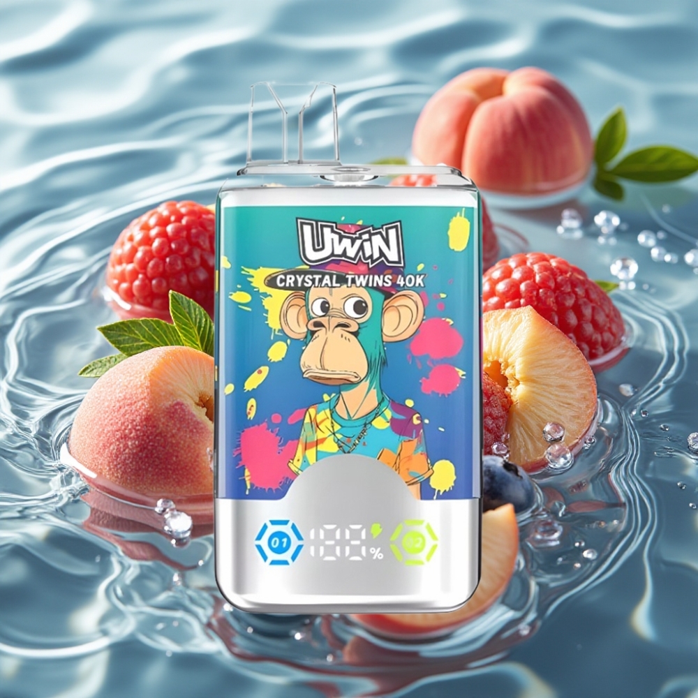 UWIN Crystal Twins Dual Flavor 40000 Puffs Blueberry On Ice Summer Peach Ice