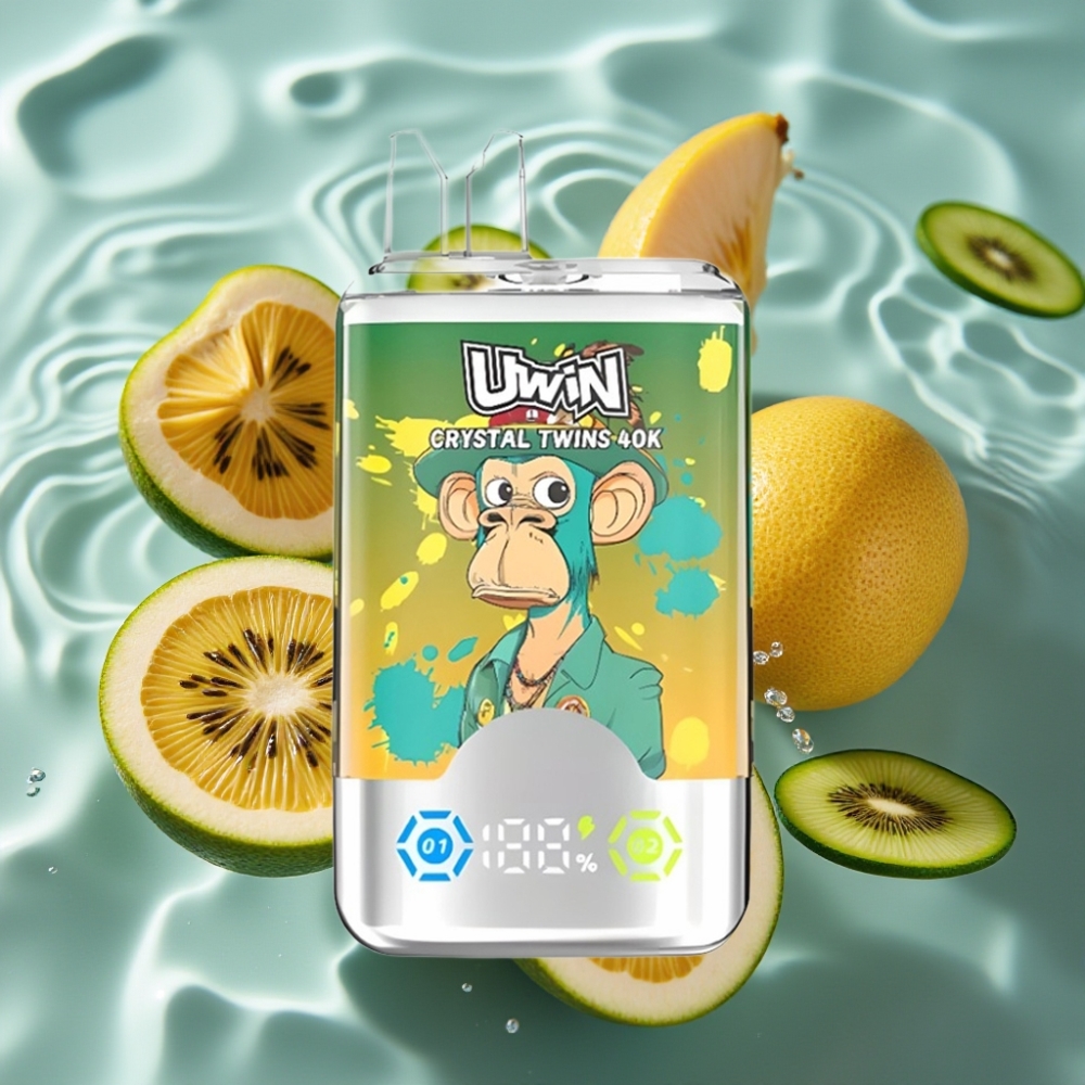 UWIN Crystal Twins Dual Flavor 40000 Puffs Kiwi Passion Fruit Guava Two Apple