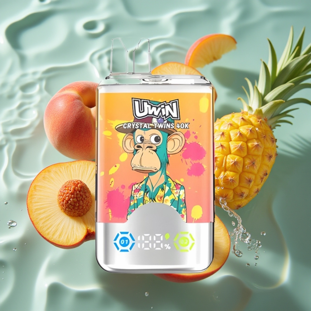 UWIN Crystal Twins Dual Flavor 40000 Puffs Peach Mango Pineapple Red Bull