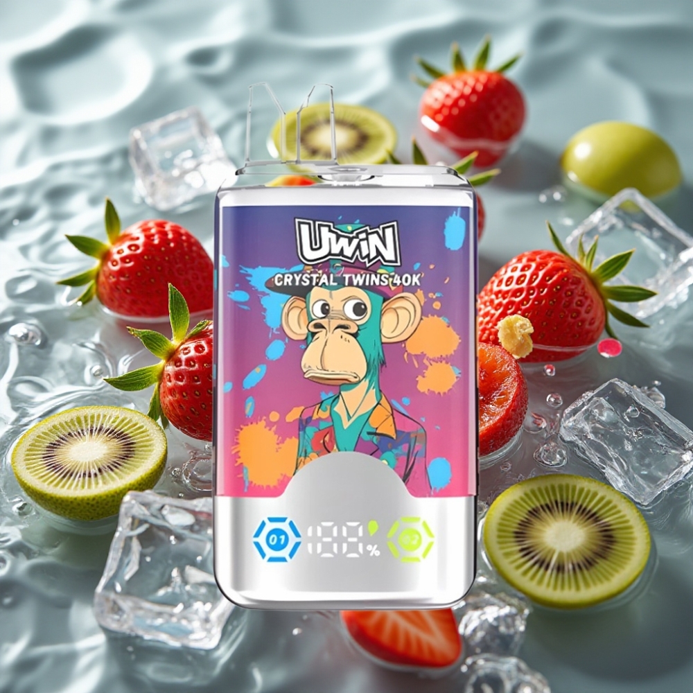 UWIN Crystal Twins Dual Flavor 40000 Puffs Strawberry Kiwi Grape Ice