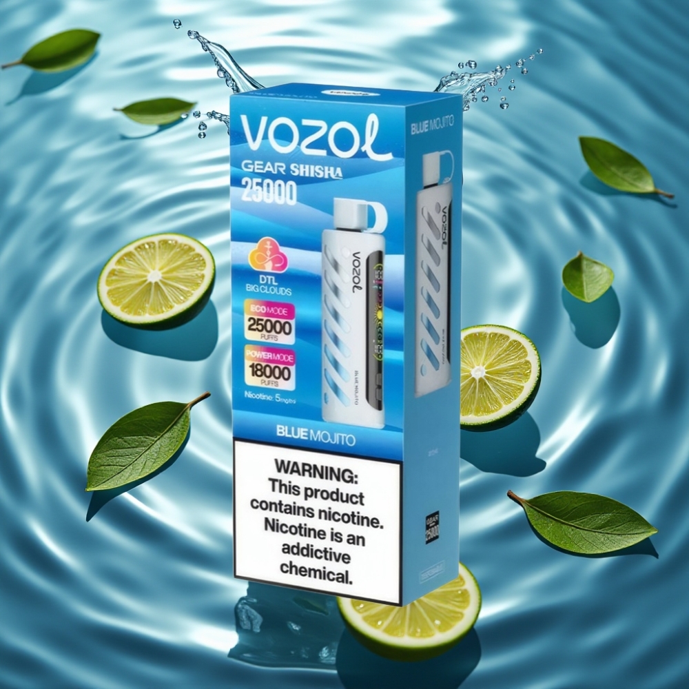 VOZOL Gear Shisha 25000 Puffs with 30 Flavors & S.i.L.C Tech Blue Mojito