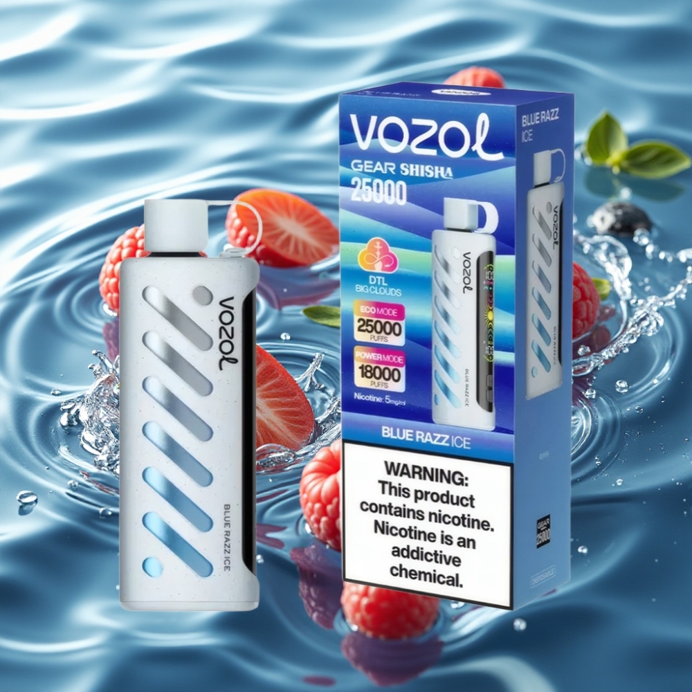 VOZOL Gear Shisha 25000 Puffs with 30 Flavors & S.i.L.C Tech Blue Razz Ice