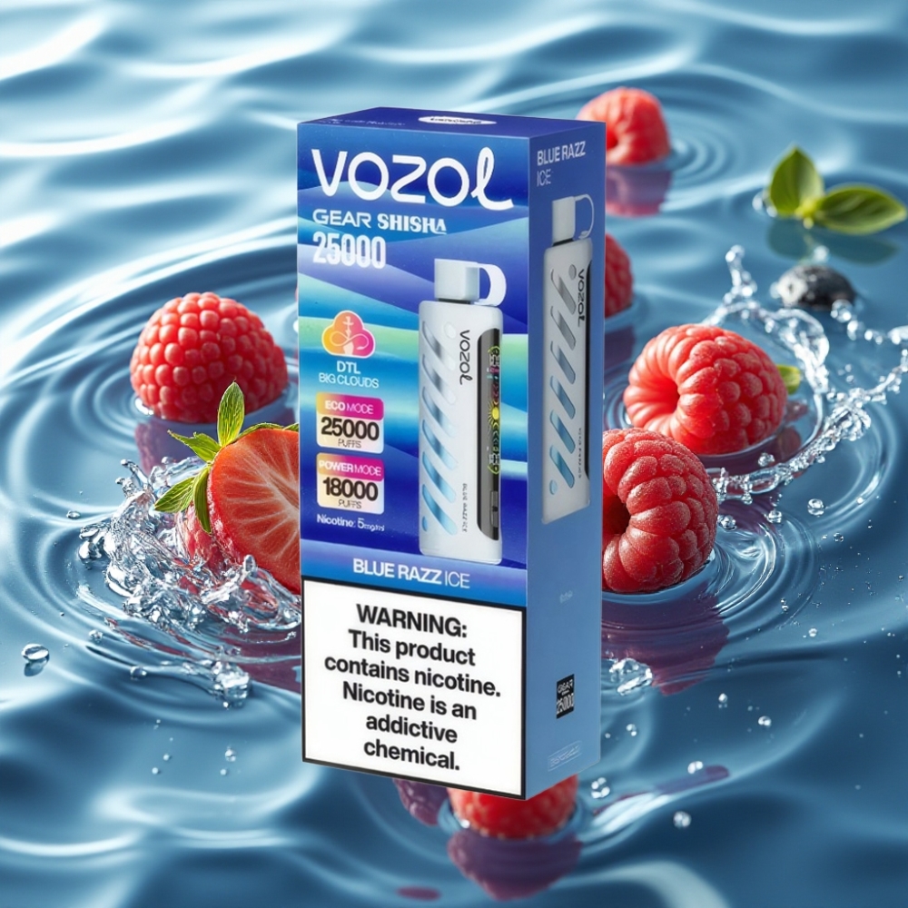 VOZOL Gear Shisha 25000 Puffs with 30 Flavors & S.i.L.C Tech Blue Razz Ice