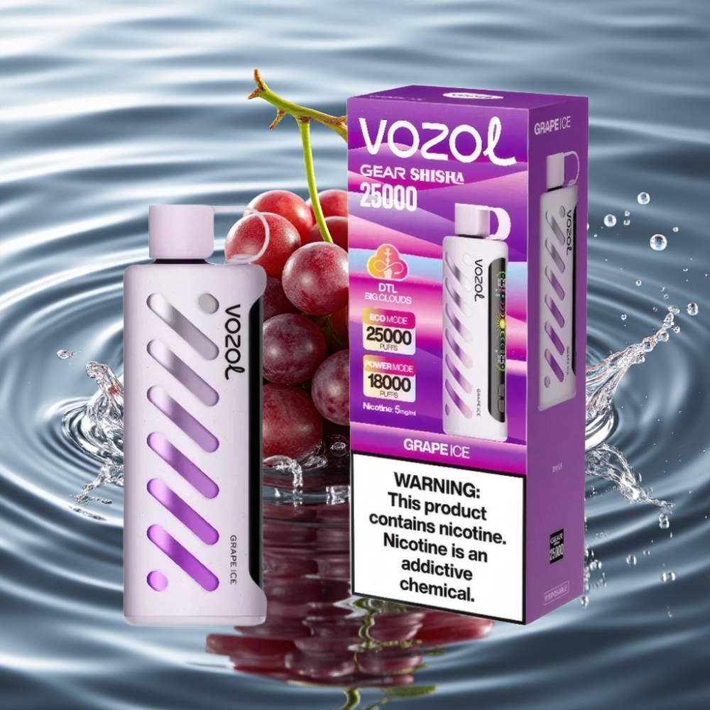 VOZOL Gear Shisha 25000 Puffs with 30 Flavors & S.i.L.C Tech Grape Ice