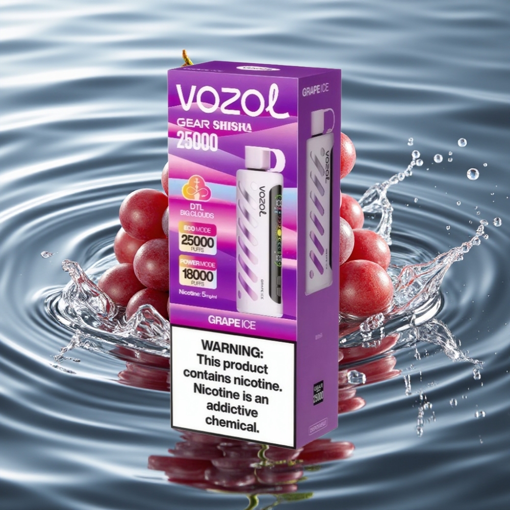VOZOL Gear Shisha 25000 Puffs with 30 Flavors & S.i.L.C Tech Grape Ice